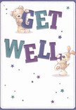 Full of charm and local warmth, this illustrated get well card captures the gentle optimism often found in Waterloo's community gatherings. Two adorable figures-a plush teddy bear and a floppy-eared puppy-interact playfully around the colourful, lively lettering that spells out 'Get Well' in confident shades of indigo and teal. The animals' soft, inviting textures almost leap from the creamy white background, while scattered stars in violet and turquoise float like bursts of hope through the air, reminiscent of sparkling reflections on the Thames nearby. The entire card radiates heartfelt comfort, much like a hand-delivered bouquet sent from a Waterloo florist to a friend recovering along Baylis Road. The lovingly depicted fur and animated faces suggest an embrace you can nearly feel, while the energetic typography and cheerful palette turn the simple act of sending a card into a small act of celebration. This image carries both genuine kindness and a healing touch-perfect for brightening someone's day and connecting hearts across the Waterloo area.